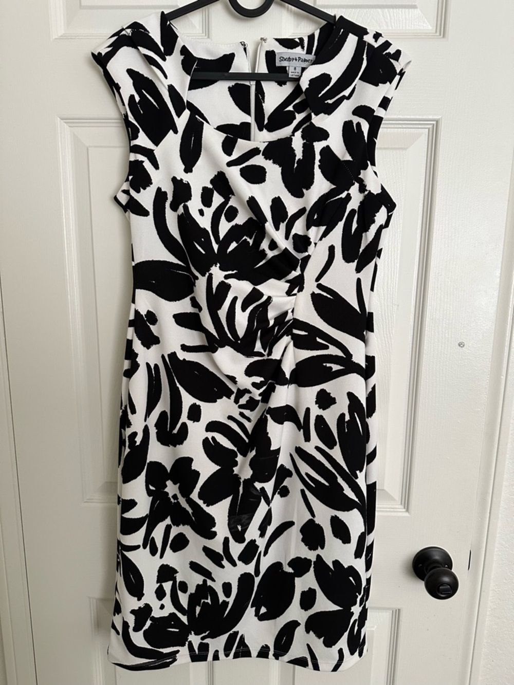 Shelby & Palmer Black and White Floral Midi Dress Size 8